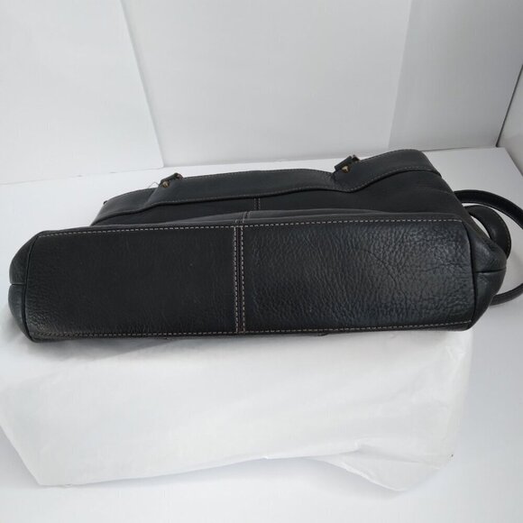 Etienne Aigner Roomy Black Pebbled Leather Shoulder Bag Vintage Western Look - Picture 10 of 11